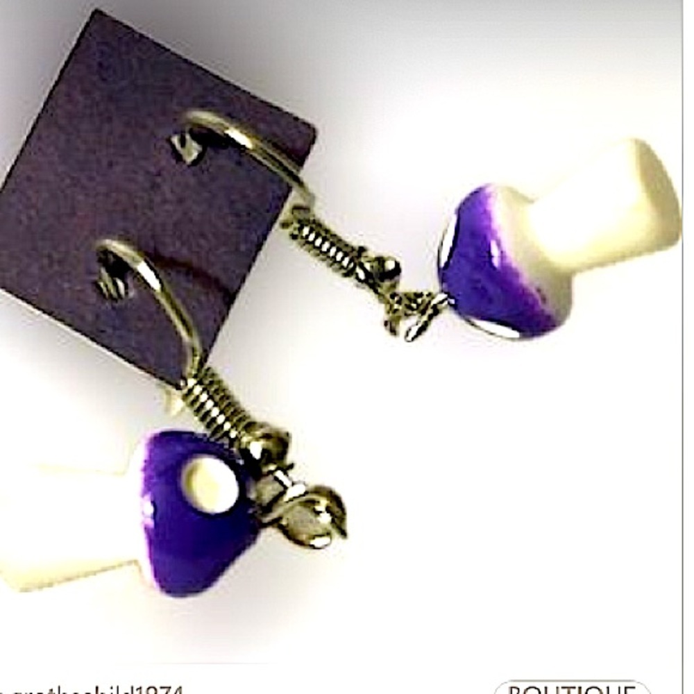 Magical mushrooms earrings ceramic and stainless hook pair jewelry nwt SPARKLE